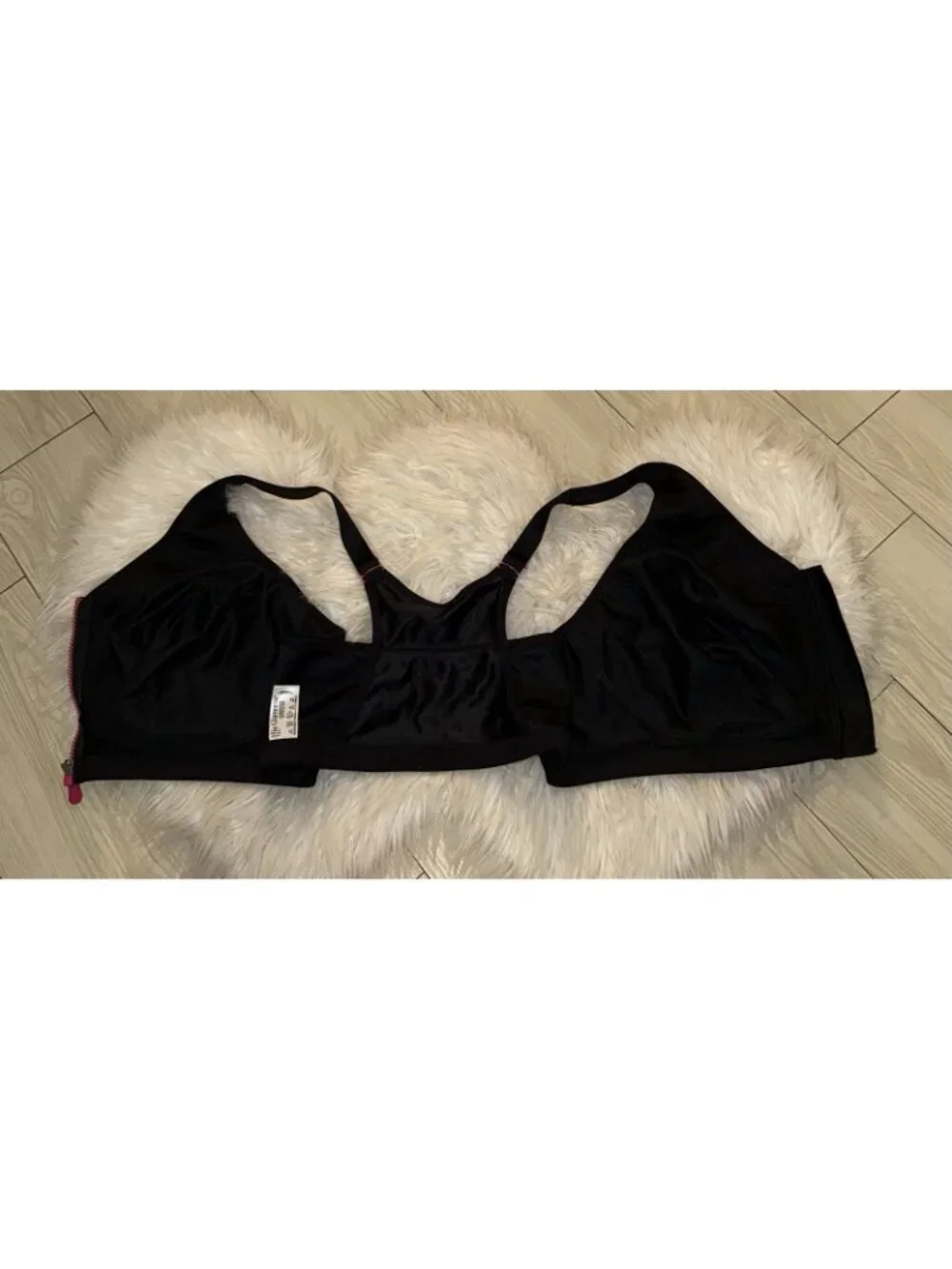 Glamorise 1266 MagicLift High Impact Sports Bra Zip Front Close Womens 46F Black